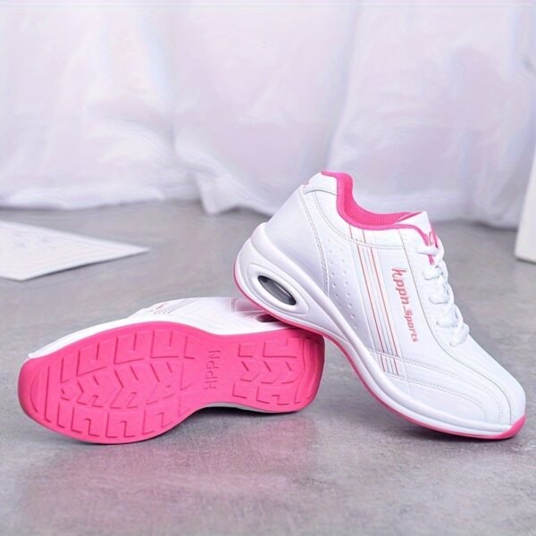 Women’s Platform Sneakers Air Cushion Lightweight Shoes (White/Pink)