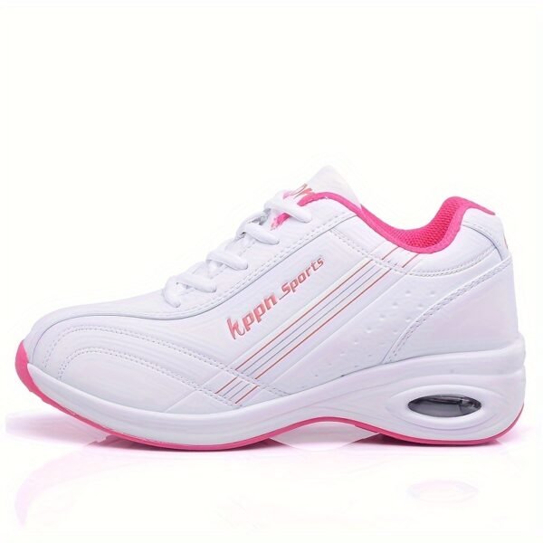 Women’s Platform Sneakers Air Cushion Lightweight Shoes (White/Pink)