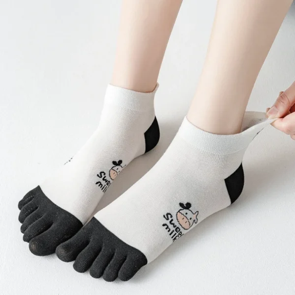 Women Five Toe Socks 5 Pack Breathable Cotton Anti Odor Socks