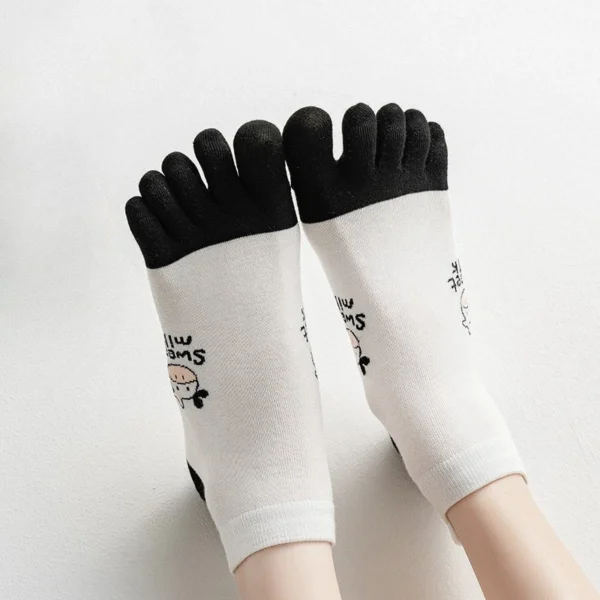 Women Five Toe Socks 5 Pack Breathable Cotton Anti Odor Socks