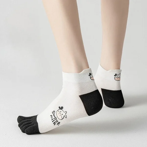 Women Five Toe Socks 5 Pack Breathable Cotton Anti Odor Socks
