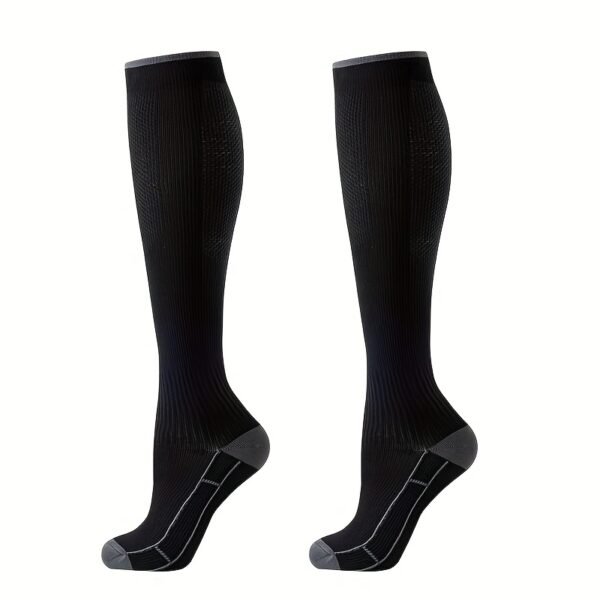 3-Pack Compression Socks Comfortable Breathable Support Socks (Black/Grey/Blue)